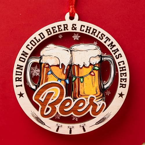 Adorno de cerveza, adornos de cerveza para árbol de Navidad, adorno de Navidad de 2 capas de madera y acrílico 2024, Onamento para amantes de la cerveza, regalo para amantes de la cerveza, adorno de
