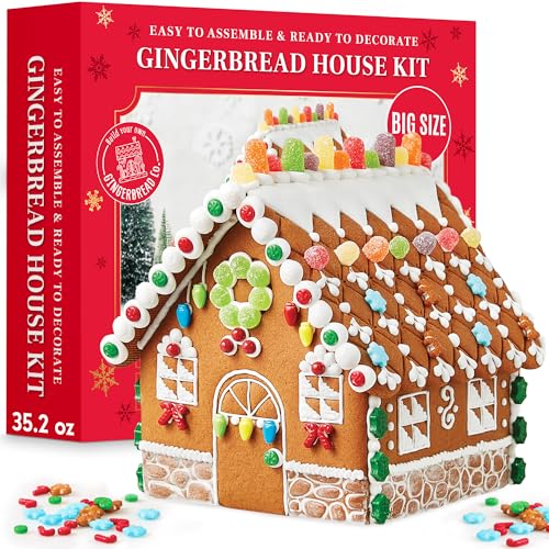 Taboom Large Gingerbread House Kit - Holiday Cookie Decorating Kit Do It Yourself Easy to Assemble Christmas Gingerbread House - 13 Pieces Total