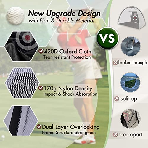 Golf Practice Net 10X7Ft Golf Hitting Aids Nets For Backyard Driving Chipping, Home Golf Swing Training With Targets /1 Golf Mat / 5 Golf Balls / 1 Golf Tees / Bag - Men Indoor Outdoor Sports Gam #TOP3