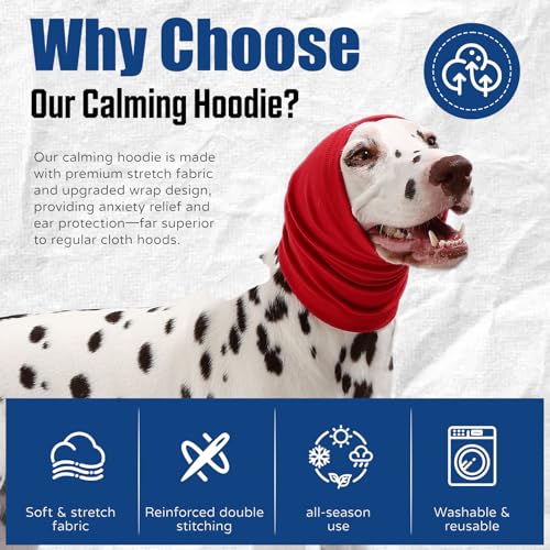 Image of Dog Calming Hoodie Quiet Head Cover Sleeves Anxiety Relief /Noise Protection - Grooming - Thunder - Fireworks