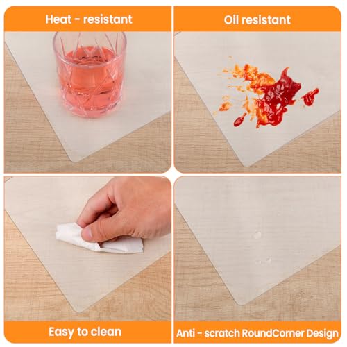 Sets de table transparents lavables pour protéger le bois des assiettes chaudes