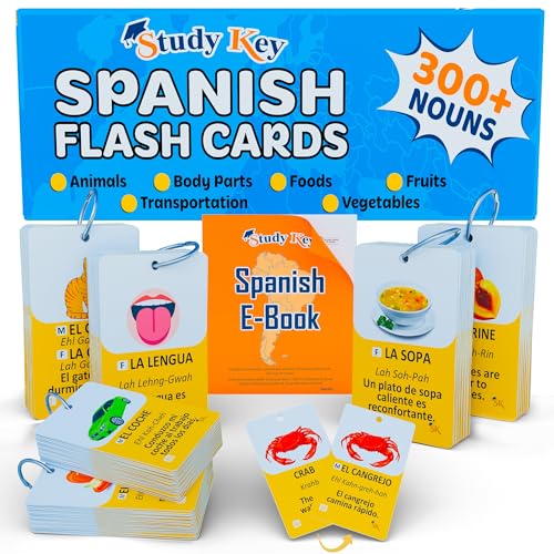 300 Spanish Vocabulary Flashcards | Double Sided Bilingual Flashcards for