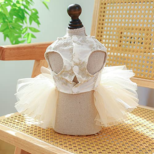 Spring Summer Pet Dress, Fashion Flowers Skirt Dog Dress With Big Bowknot, Puppy Cat Wedding Dress Apparel Clothes For Small Dogs Girl Yellow L #TOP4