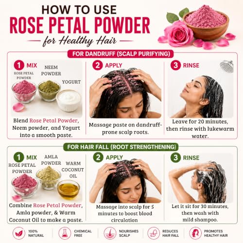 Image of Rose Petal Powder - 250g | Antioxidant Support To Revitalize Skin Health | 100% Pure & Natural | Rose Powder for Face Mask, Tanning & Glowing Skin.