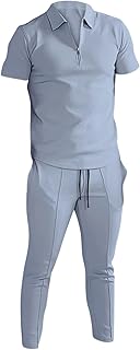 rtdgcv Chándal para hombre de manga corta con cremallera de color liso