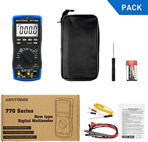 Digital Multimeter AP-770HC 6000 Counts Auto/Manual Range Voltmeter Ammeter Ohmmeter for NCV DC AC Voltage Current Resistance Temperature Capacitance Diode hFE Continuity Duty Cycle with Data Hold