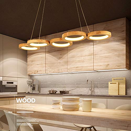 Suspension anneau LED bois dimmable L75cm avec télécommande