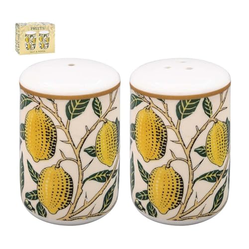 The Leonardo Collection Fruits Salt & Pepper by William Morris | Elegant Ceramic Salt and Pepper Shakers with Iconic Fruits Design | Perfect for Dining Table or Kitchen Display