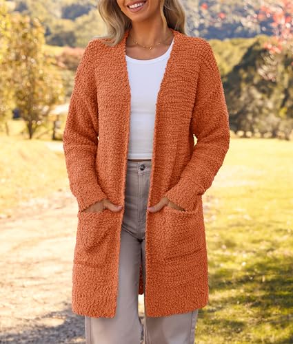 Image of MEROKEETY Women's Long Sleeve Soft Chunky Knit Sweater Open Front Cardigans Outwear Coat