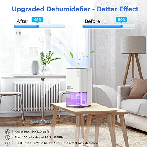 40Oz Dehumidifiers For Home, Easyacc Smart Dehumidifiers 320 Sq. Ft, With 7 Colorful Lights, 35Db Ultra Quiet, Auto Shut Off, Dehumidifiers For Closets Bedroom Bathroom Rv (Energy Saving) #TOP2