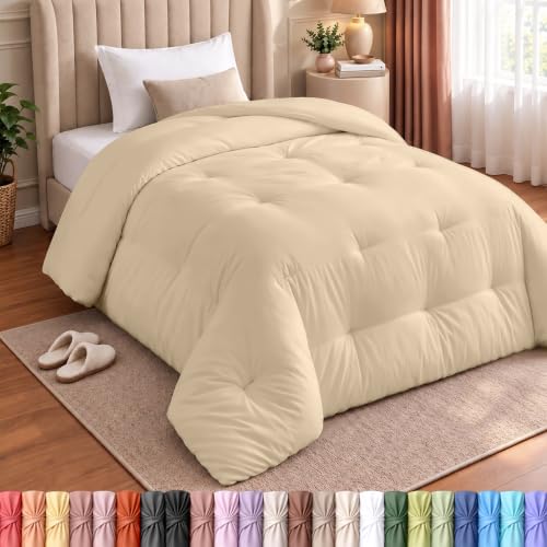 Utopia Bedding Twin Duvet Insert, Beige, Comforter, 64 x 88 Inches