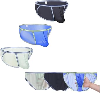 Mens Briefs Ice Silk Sexy Bulge Enhancing Pouch Brief See Through Bikini Seamless Silky Cool Breathable