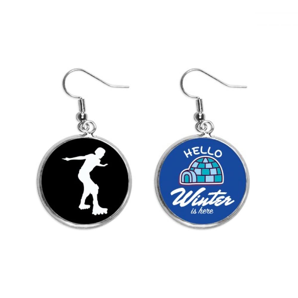 Pendientes de gota silueta deporte patinar negro joyas de hielo de invierno para mujer 5