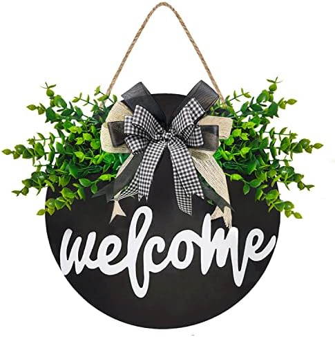 Pinkpum Welcome Signal for Entrance Door, Summer time Entrance Porch Decor, Spring Rustic Wood Wreath Entrance Door Hanging, Out of doors Farmhouse Welcome Indicators for Porch Wall Residence Ornament