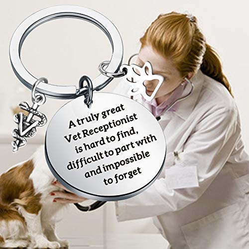 Image of CENWA Vet Receptionist Gift A Truly Great Vet Receptionist is Hard to Find Keychain Veterinary Assistant Vet Nurse Gift
