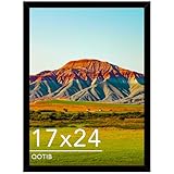 QOTIB 17x24 Picture Frame Black for Wall Mounting, Horizontal and Vertical Formats for Wall Hanging, Wood 17x24 Frame, Black, 1 Pack
