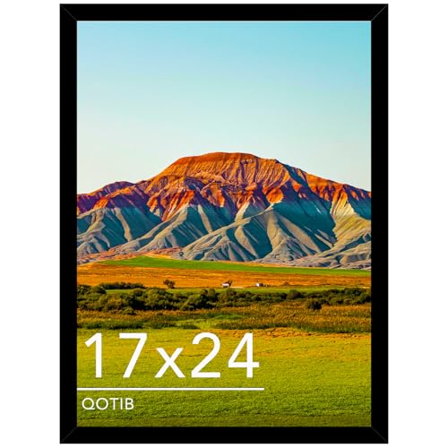 QOTIB 17x24 Picture Frame Black for Wall Mounting Horizontal and Vertical Formats for Wall Hanging Wood 17x24 Frame Black 1 Pack