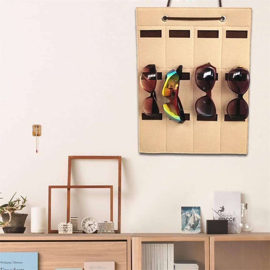 12 Slots Sunglasses Organizer Rack Holder Storage Felt Wall Hanging Bag Glasses Display