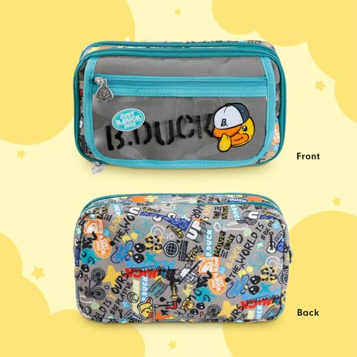 Image of Comix Large Capacity Pencil Case Pouch, 5 Compartments Pencil Pouch, Green | Canvas Pencil Box, B Duck Design, Large Pencil Bag for Boy Home Travel Use