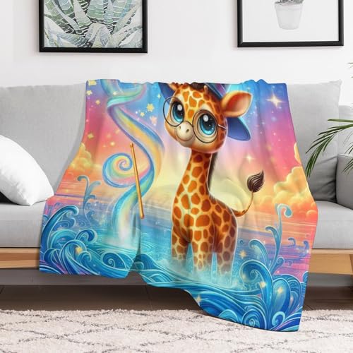 Manta de sofá con diseño de jirafa para tardes de películas en el salón 3