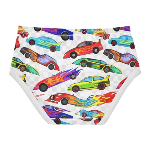 Joisal Cotton Girls Underwear Toddlers Colorful Cartoon Race Cars Little Girl Panties Funny Underpants Briefs 2t2