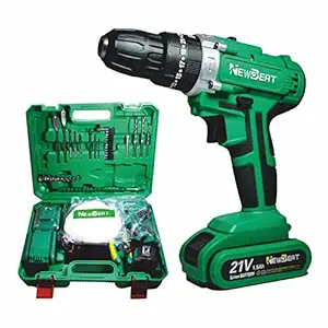 NewBeat Impact Drill/Driver kit set cordless drill machine 13mm, 2 Li-lion battery rechargable 1400 RPM, drill machine for home