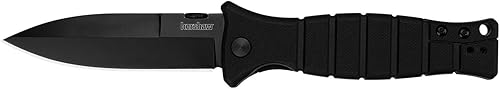 Miniatura 3 de Kershaw XCOM Cuchillo de bolsillo estilo militar hoja recubierta de óxido negro de 3.6 pulgadas y acero 8Cr13MoV, hoja de punta de lanza, afilada en