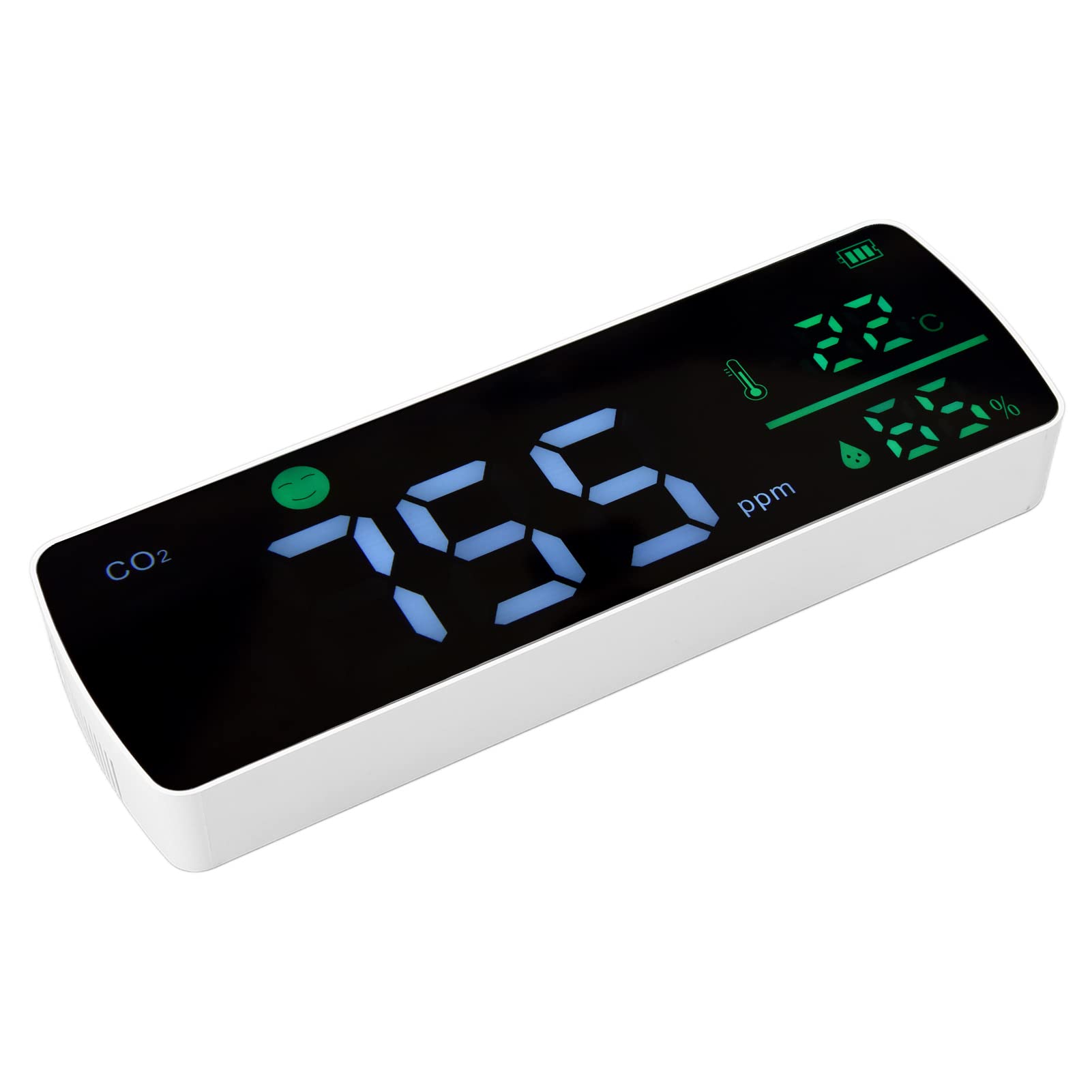 Fdit Monitor de Calidad del Aire CO2, Detector Portátil de Dióxido de | Sensor NDIR Infrarrojo, 400-5000 Ppm, 1,5 S, Batería 1200 MAh, Interior