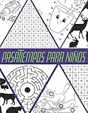  Pasatiempos para niños: Rompecabezas y juegos de mesa para niños a partir de 5 años , Encuentra las diferencias, Sopa de letras, Encuentra el intruso, Desafío laberintos y unir los puntos.