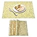 Chstarina 4 Pezzi Tovagliette Scavate PVC 30×45cm, Sottopiatto Resistenti al Calore, Tappetini da Tavola Antiscivolo Lavabili per Cucina Tavola da Pranzo (Oro)