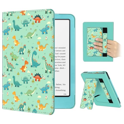 Image of Fintie Case for 7 inch /6.8 inch Kindle Paperwhite(12th /11th Generation-2024 /2021) and Kindle Colorsoft Signature Edition -Slim Foldable Stand Cover Auto Wake /Sleep for Paperwhite 2024, Dinosaur