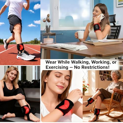 QUSD Red Light Therapy Wrap with Heating Vibration for Ankle Foot Wrist | Relieve ankle wrist, hand & foot pain,660nm Red & 850nm Infrared Light,3‑Level Heating | 3 Vibration Modes,3000mAh Battery - image 6