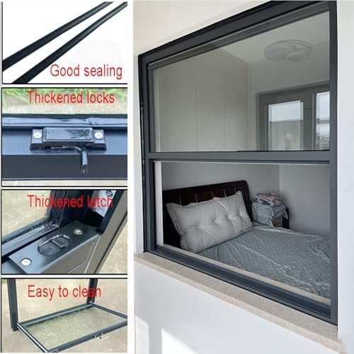 Aluminum Sliding Window Replacement - Sound Insulated Vertical Vent for Mobile Homes, Chicken Coops, Food Trucks & Coffee Shops (75x130CM)