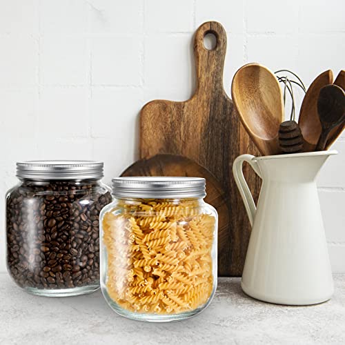 Coloch 4 Pack Half Gallon Glass Jar with Metal Lid, 64 Oz Clear Food Storage Jar Wide Mouth Glass Pantry Container for Candy, Cookie, Flour, Kombucha Tea, Fermenting - Thumbnail 2