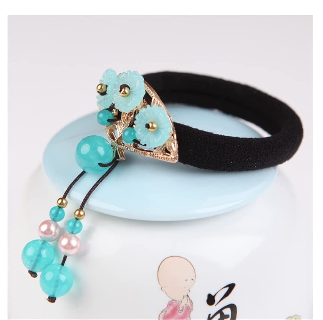 RUVOO Haargummi Scrunchies Strass-Blumen-elastischer Pferdeschwanz-Halter-Haar-Riegel-Seil-Band-Ring-Gummiband Haargummis Haarschmuck