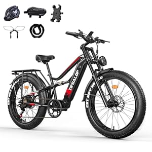 Elektrische fiets voor volwassenen, 26 inch off-road elektrische fiets, dubbele schokdempers, dubbele hydraulische schijfremmen, 7 versnellingen, 52V19Ah accu, actieradius 45-90km
