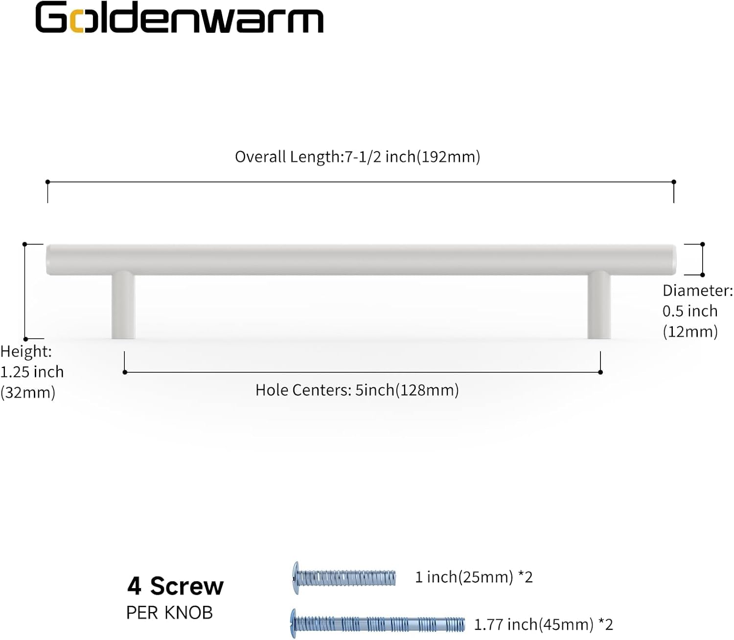 goldenwarm Pack of 15 Handles for Kitchen Cupboards Cabinet Handles White Furniture Handles White Door Handles Kitchen Cabinet Handles Stainless Steel Kitchen Handles 128 mm Hole Spacing Door Handles