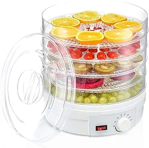 LASALE Food Dehydrator Machine Dehydrate Beef Jerky Meats Mushrooms Fruits & Vegetables Great For At High-Heat Circulation Home Use for Kitchen Dehydration Food Dryer Machine with 5 Stackable Trays