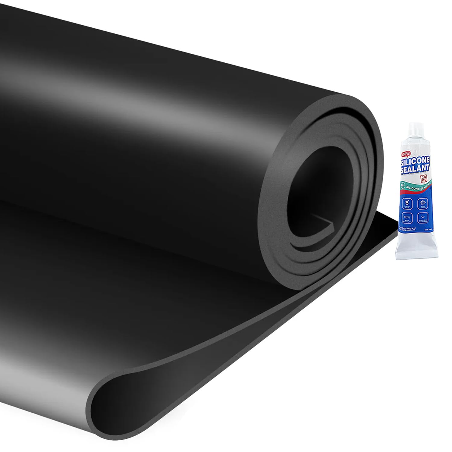 ZERITO Neoprene Rubber Strip Roll,11.8" Wide × 48" Long by 1/8"(.125)" Thick, Easy Cut Solid Neoprene Rubber Sheet for DIY Gaskets, Pads, Seals,