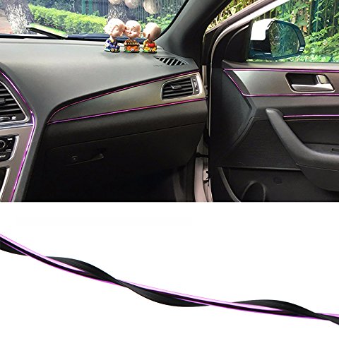 YIJINSHENG Car Interior DIY Automobile Motor Exterior Decoration Moulding Trim Strip line Sticker Insert Type Air Outlet Dashboard Decoration 3D Strip 8 Meters(Chrome Purple)