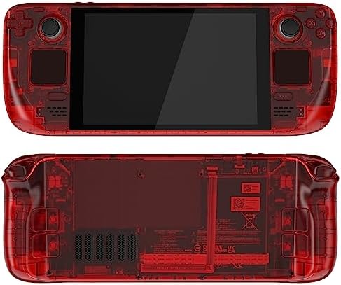 eXtremeRate Clear Red Custom Faceplate Back Plate Shell for Steam Deck, Handheld Console Replacement Housing Case, DIY Full Set Shell with Buttons for Steam Deck LCD Console - Console NOT Included — view 3