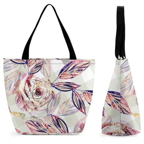 Sac à main fleur abstraite grand format avec anse pour vos voyages