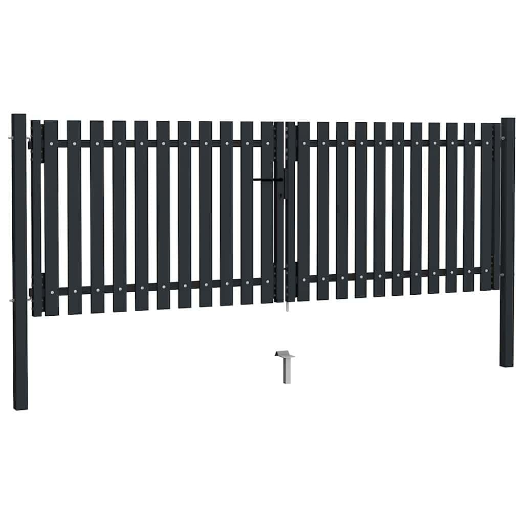 Cancello Recinzione Doppia Porta Acciaio 300x75 cm Antracite