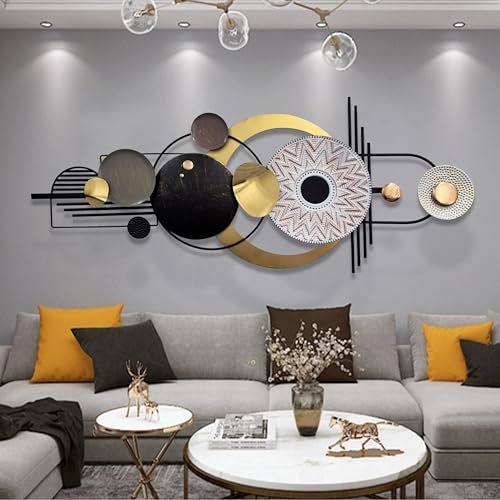 ERMOFAV Wall Decor,Modern Creative Metal Geometric Circular Decor Wall Art, 59x24 In Large 3D Textured Metal Wall Sculptures, Living Room Bedroom Den Aesthetic Wall Art Decor - Image 7