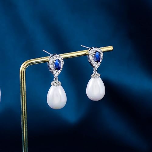 Miniatura 6 de Juego de collar y aretes de perlas redondas de circonita cúbica para mujer