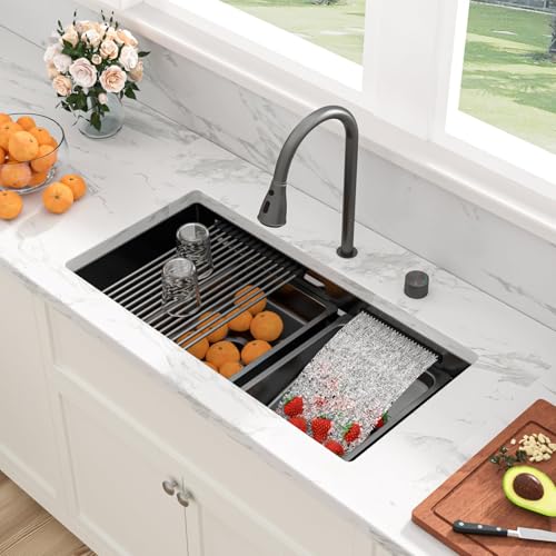 Sarlai 33 Inch Waterfall Kitchen Sink