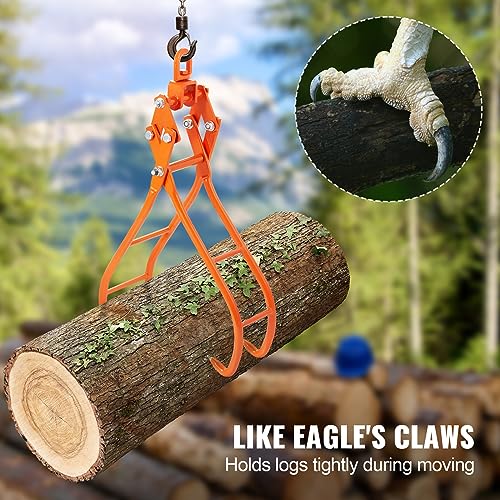 Image of VEVOR Timber Claw Hook, 36 inch 4 Claw Log Grapple for Logging Tongs, Swivel Steel Log Lifting Tongs, Eagle Claws Design with 3307 lbs /1500 kg Loading Capacity for Tractors, ATVs, Trucks, Forklifts