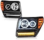 VIPMOTOZ Black Housing CCFL Halo Ring Strip DRL Projector Headlight Headlamp Assembly For 2007-2011 Dodge Nitro, Driver & Passenger Side