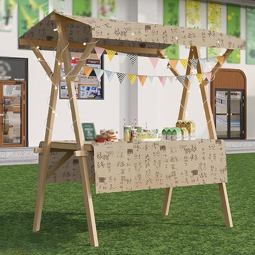 MLYAYE Commercial Movable Novel Holding Stand Rack for Vendor Events, Wooden Street Food Cart Floor with Universal Wheels, Portable Folding Retail Booth Kiosk(#1,L 47 1/4'')