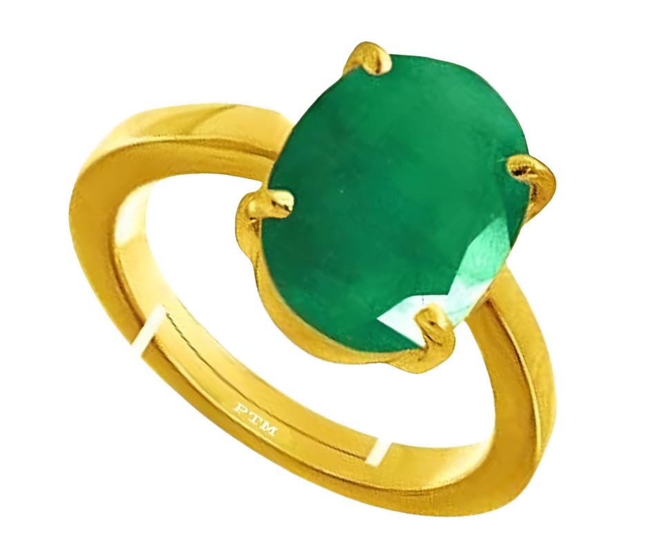 ptm Natural Emerald/Panna 3.25 Ratti to 10.25 Ratti or 3 Carat to 9.5 Carat Astrological Certified Gemstone Panchdhatu/5 Metals Gold Plated Adjustable Ring for Men & Women-picture-31